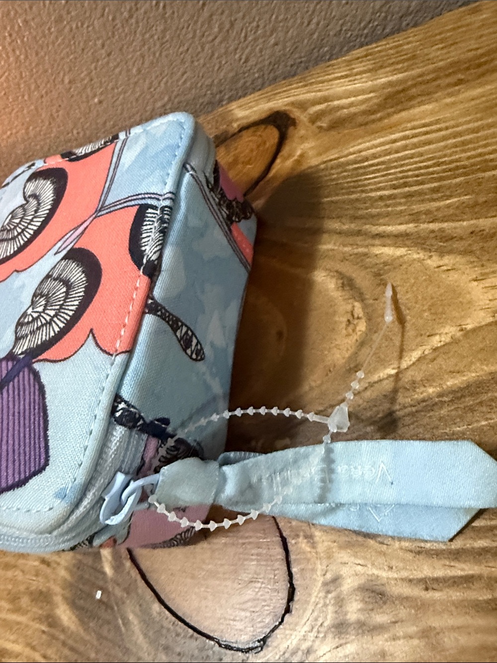 Vera Bradley Light Blue Cosmetic Case with Purple and Coral Floral Accents - Picture 3 of 5